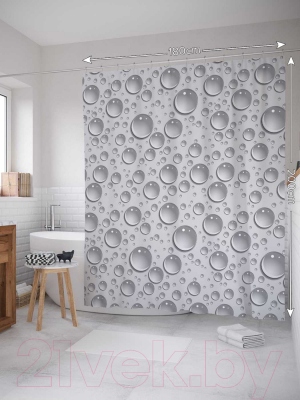 Шторка-занавеска для ванны JoyArty Воздушные пузыри / sc_18018