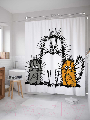 Шторка-занавеска для ванны JoyArty Мохнатые коты / sc_17711