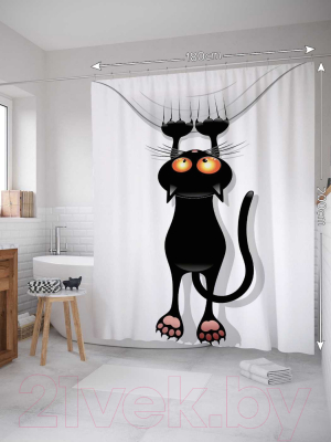 Шторка-занавеска для ванны JoyArty Кот-шкодник / sc_18507