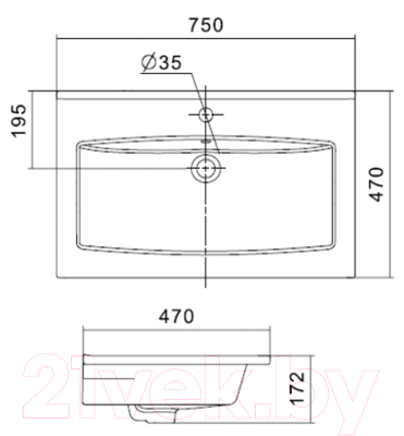 Тумба с умывальником Акватон Сохо 75 (1A2581K1AJA00)
