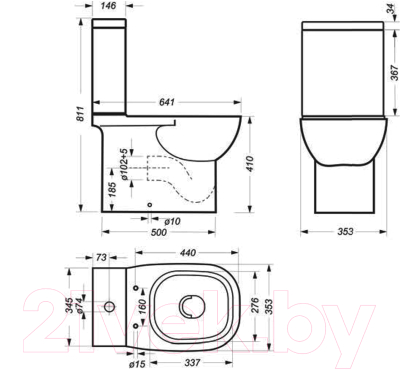 Унитаз напольный Sanita Quadro SL DM Slim QDRSLCC01151022