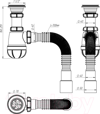 Сифон Aquant B0115-30-MR