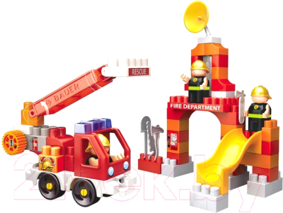 Конструктор Bauer Пожарная машина машина и тренировочная площадка / 740 (77эл) - фото