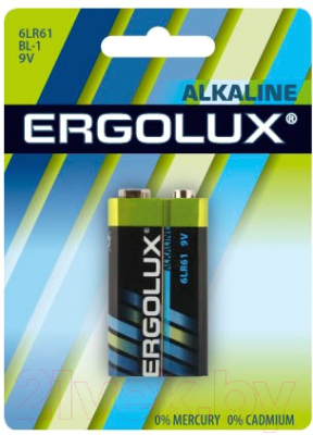 Батарейка Ergolux 6LR61 Alkaline BL-1 - фото