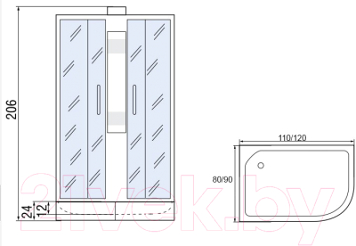 Душевая кабина Мономах 120/90/24 МЗ R Б/К