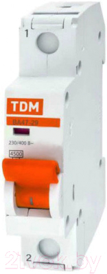 Выключатель автоматический TDM ВА 47-29 1Р 25А (D) 4.5кА / SQ0206-0143 - фото