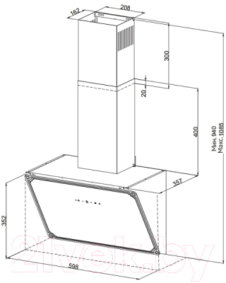 Вытяжка наклонная Korting KHC 69059 RGB