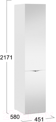 Шкаф-пенал ТриЯ Глосс с зеркальной дверью СМ-319.07.112 (белый глянец)