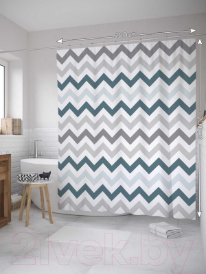 Шторка-занавеска для ванны JoyArty Серость зигзагов / sc_8048