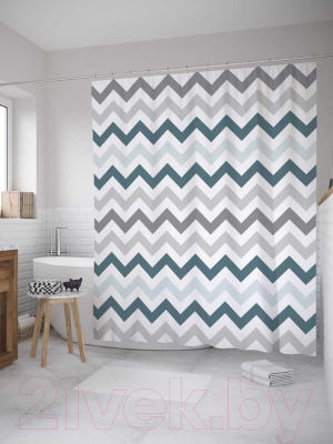 Шторка-занавеска для ванны JoyArty Серость зигзагов / sc_8048
