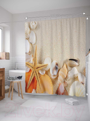 Шторка-занавеска для ванны JoyArty Собранные ракушки / sc_11810