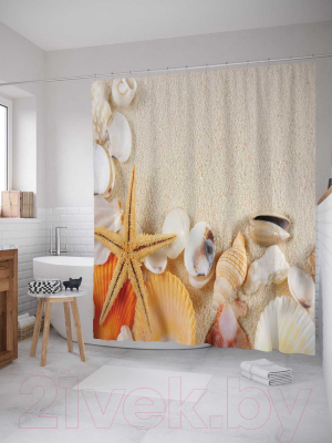 Шторка-занавеска для ванны JoyArty Собранные ракушки / sc_11810
