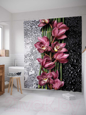 Шторка-занавеска для ванны JoyArty Цветочное разделение / sc_2729