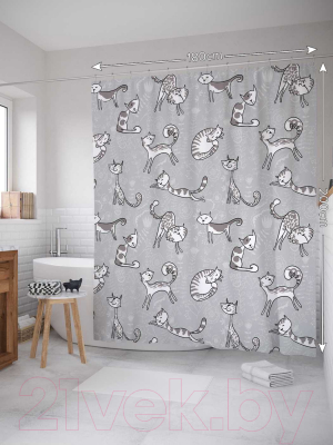 Шторка-занавеска для ванны JoyArty Кошачья нежность / sc_21699