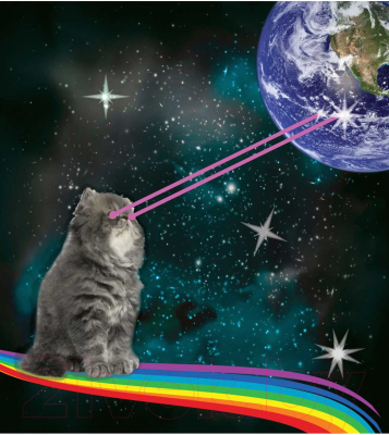 Шторка-занавеска для ванны JoyArty Кот пришелец / sc_7359 - фото