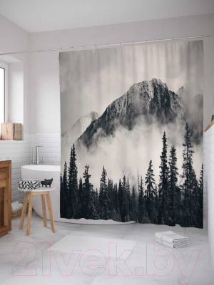 Шторка-занавеска для ванны JoyArty Лесная дымка / sc_22018