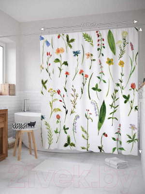 Шторка-занавеска для ванны JoyArty Редкие цветы / sc_14556