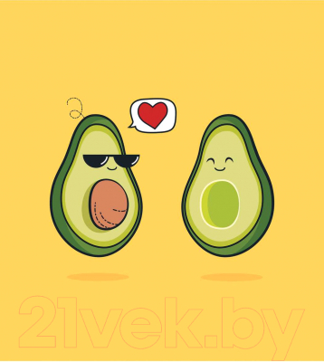 Шторка-занавеска для ванны JoyArty Влюбленные авокадо / sc_91961 - фото