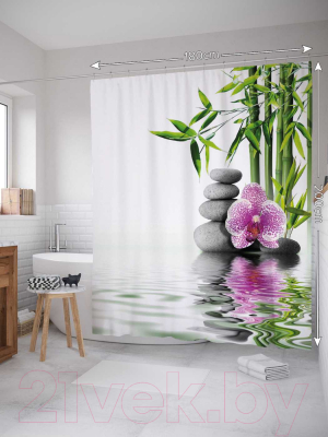 Шторка-занавеска для ванны JoyArty Лечение камнями / sc_18949