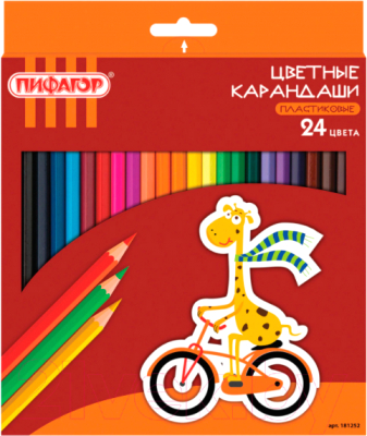 Набор цветных карандашей Пифагор Жираф / 181252 - фото
