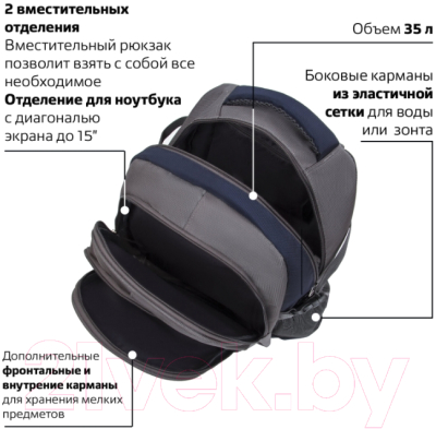 Рюкзак Brauberg MainStream 1 / 224445 (серо-синий)