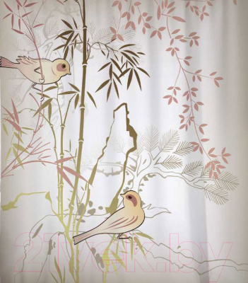Шторка-занавеска для ванны JoyArty Птицы на ветках / sc_10014 - фото