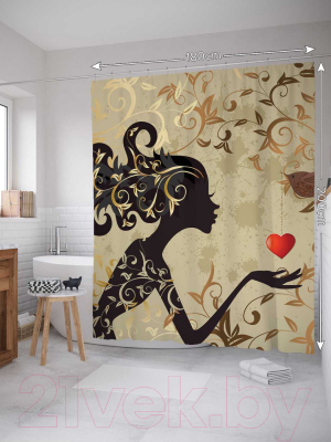 Шторка-занавеска для ванны JoyArty Влюбленная фея / sc_2515