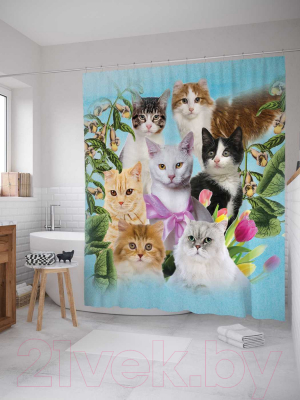 Шторка-занавеска для ванны JoyArty Смирные коты / sc_7603