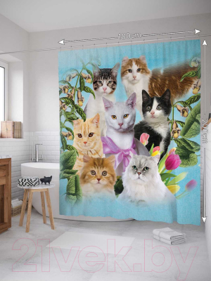 Шторка-занавеска для ванны JoyArty Смирные коты / sc_7603