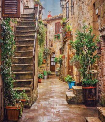 Шторка-занавеска для ванны JoyArty Цветочные улицы / sc_14597 - фото