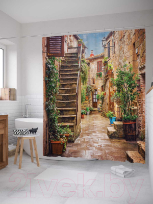 Шторка-занавеска для ванны JoyArty Цветочные улицы / sc_14597