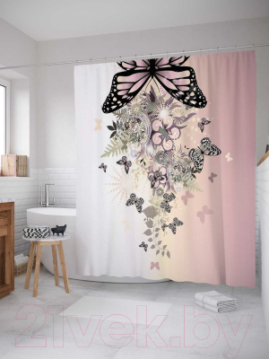 Шторка-занавеска для ванны JoyArty Ураган бабочек / sc_2665
