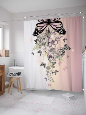 Шторка-занавеска для ванны JoyArty Ураган бабочек / sc_2665