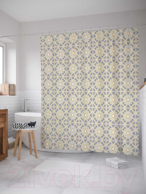 Шторка-занавеска для ванны JoyArty Структурные цветы / sc_23239