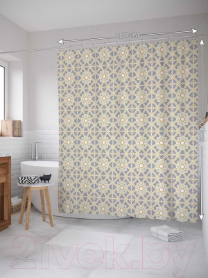 Шторка-занавеска для ванны JoyArty Структурные цветы / sc_23239