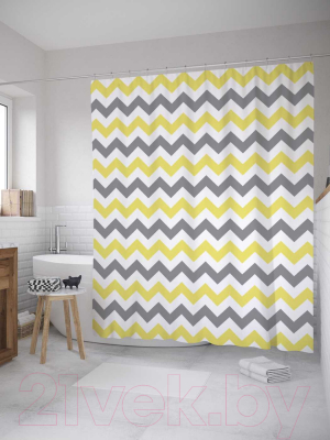 Шторка-занавеска для ванны JoyArty Красочные зигзаги / sc_10723