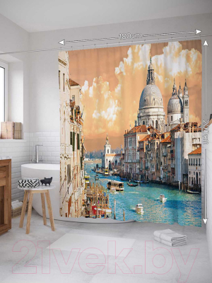 Шторка-занавеска для ванны JoyArty Водные улицы / sc_13647