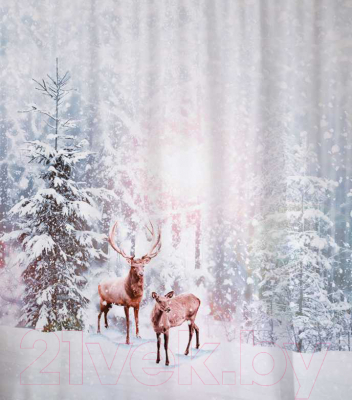 Шторка-занавеска для ванны JoyArty Олени в снегу / sc_78647 - фото