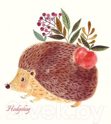 Шторка-занавеска для ванны JoyArty Ежик с яблоком / sc_31293 - фото