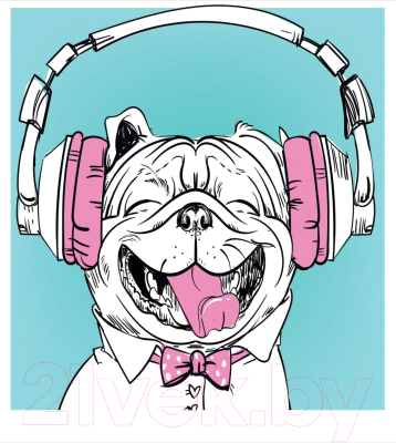 Шторка-занавеска для ванны JoyArty Модный пес / sc_30349 - фото