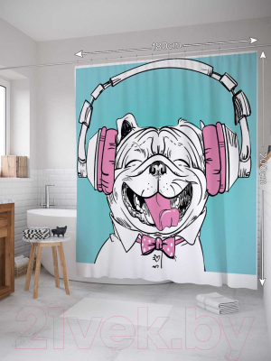 Шторка-занавеска для ванны JoyArty Модный пес / sc_30349