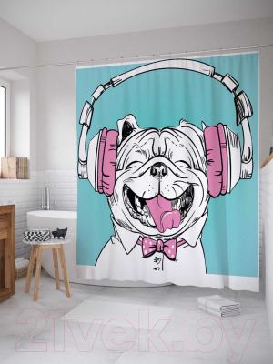 Шторка-занавеска для ванны JoyArty Модный пес / sc_30349