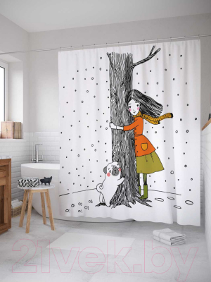 Шторка-занавеска для ванны JoyArty Двойные объятия / sc_27970