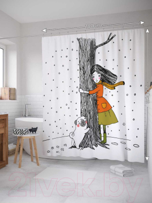 Шторка-занавеска для ванны JoyArty Двойные объятия / sc_27970