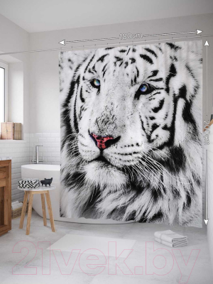 Шторка-занавеска для ванны JoyArty Белый тигр / sc_12734