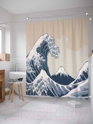 Шторка-занавеска для ванны JoyArty Волна / sc_51783