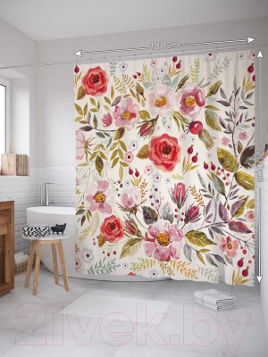 Шторка-занавеска для ванны JoyArty Цветочная солянка / sc_30479