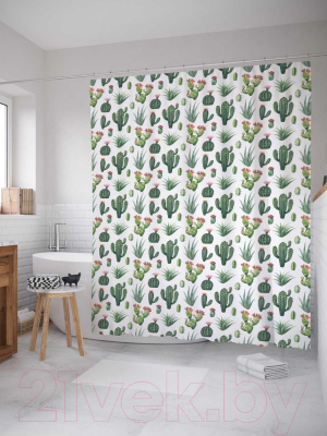 Шторка-занавеска для ванны JoyArty Маленькие кактусы / sc_122816