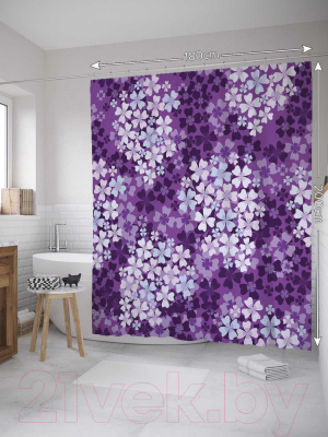 Шторка-занавеска для ванны JoyArty Яркая сирень / sc_11400