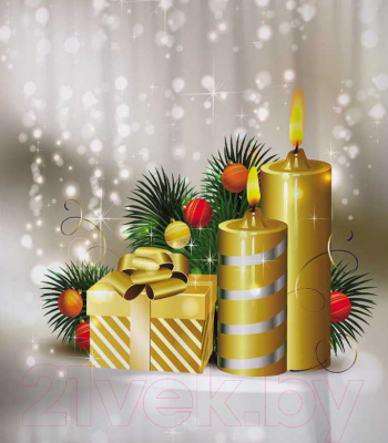 Шторка-занавеска для ванны JoyArty Подарок при свечах / sc_78059 - фото